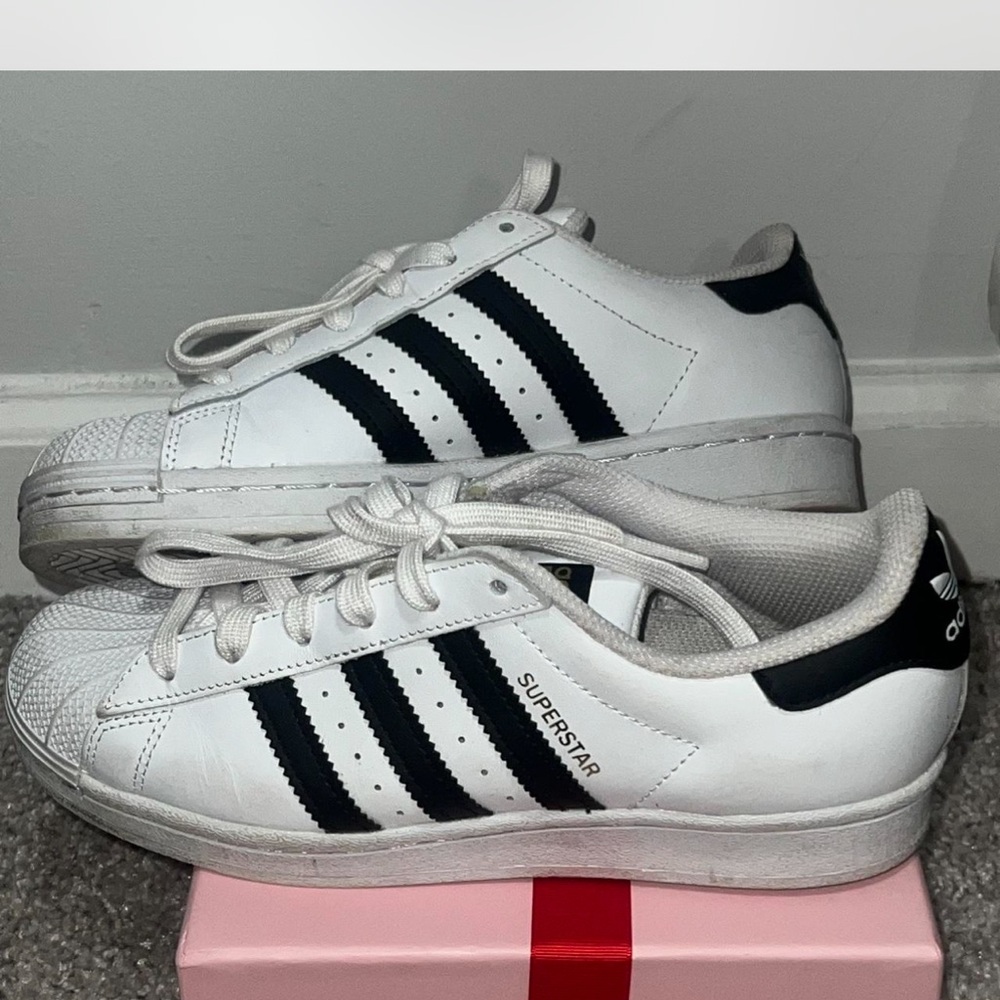 Adidas White Sneakers with Black Accents